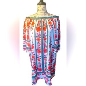 NWOT UMGEE Floral Off the Shoulder Tunic Dress w/ Bell Sleeves